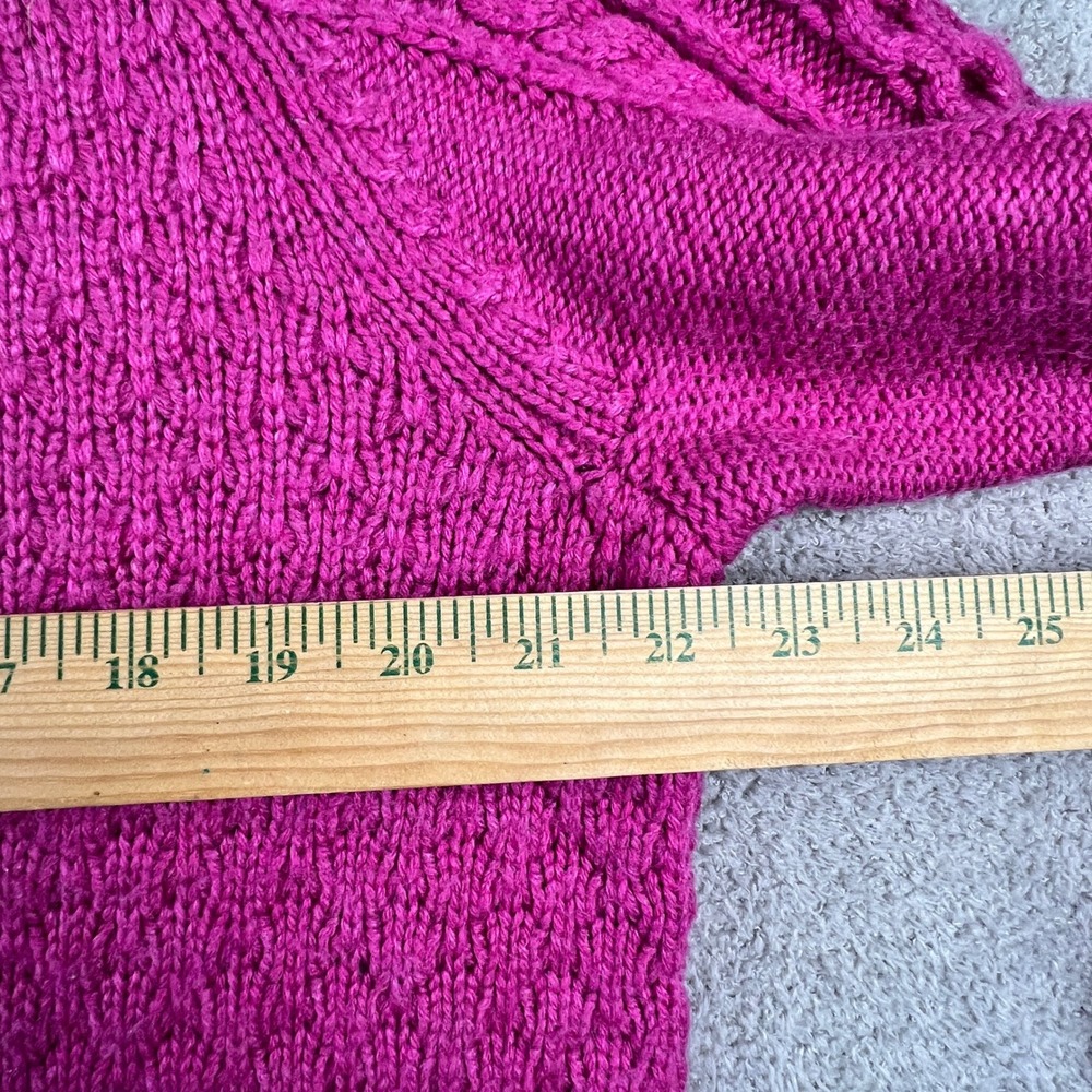 J.Crew Pink Cable‎ Knit Sweater Womens Large Preppy Chunky Textured Cozycore - Picture 7 of 14
